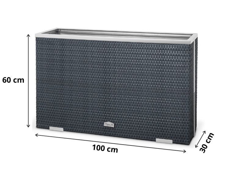 Wymiary donicy prostokątnej technorattanowej 100x60